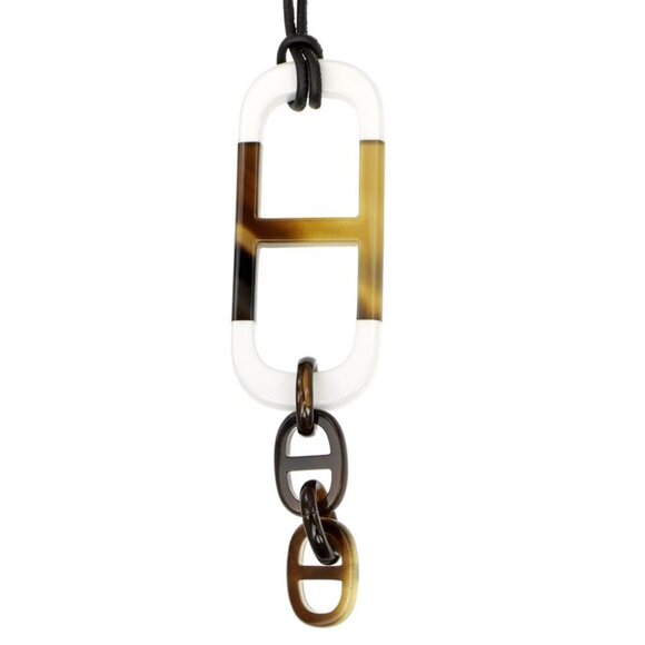 Hermes Necklace Amar Buffalo Horn White Brown Pendant Accessories